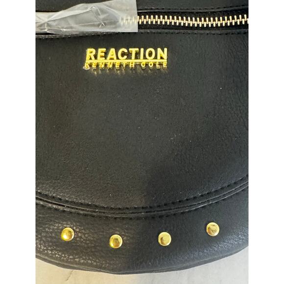 Reaction Kenneth Cole Black Studded Crossbody Bag Purse New - Picture 2 of 7
